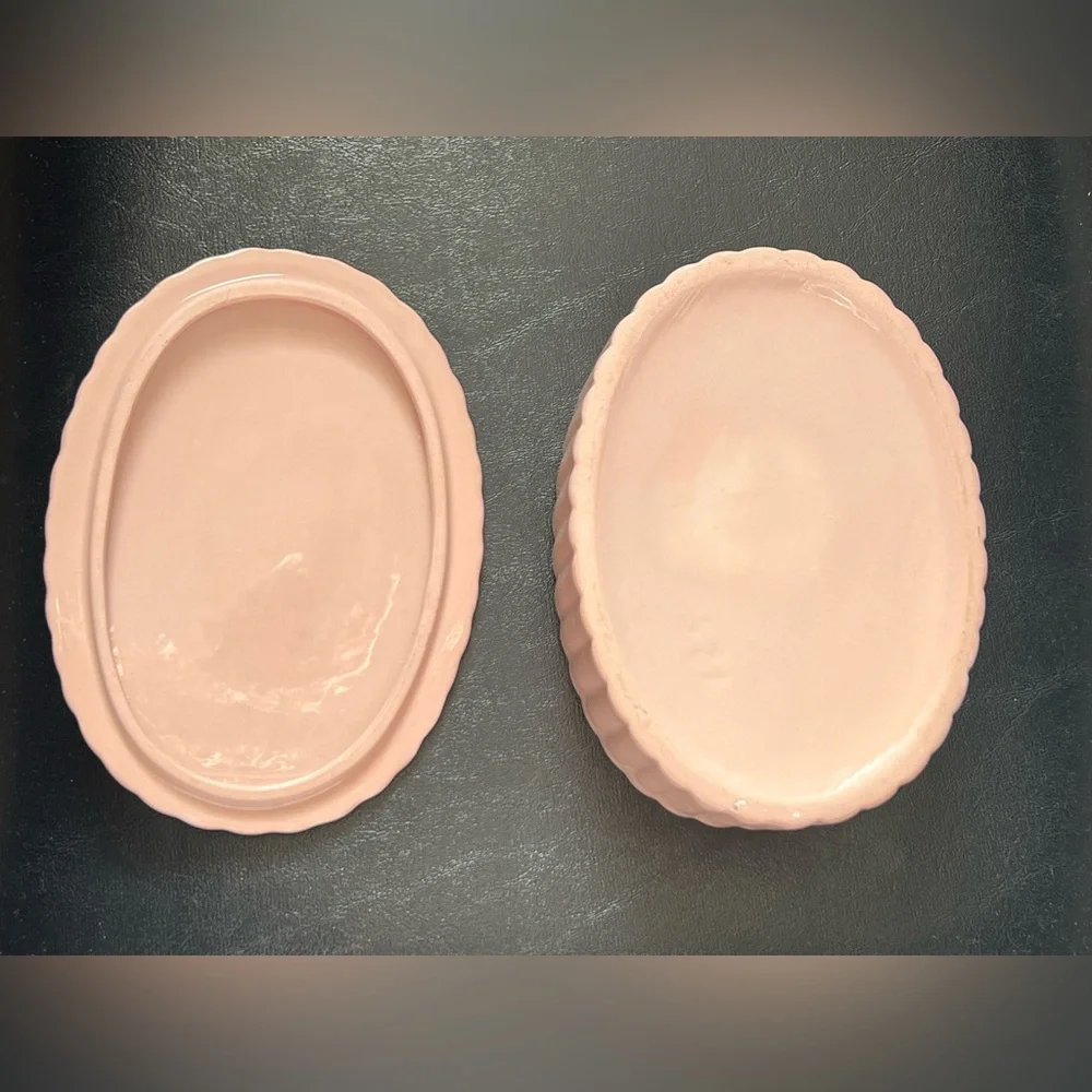 Vintage Crownford ceramic Oval Dish With Lid feather, Trinket Box, jewelry box